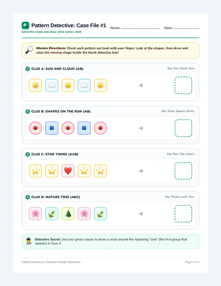 Pattern Mystery Worksheet