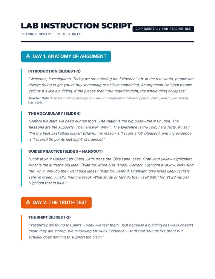 Evidence Lab Script