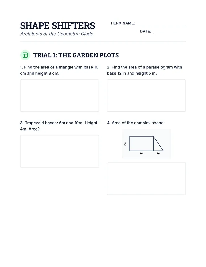 Shape Shifters Worksheet
