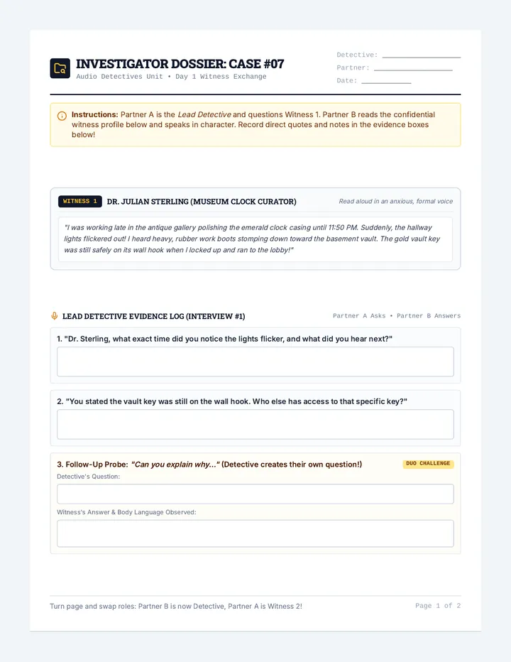 Detective Dossier Worksheet