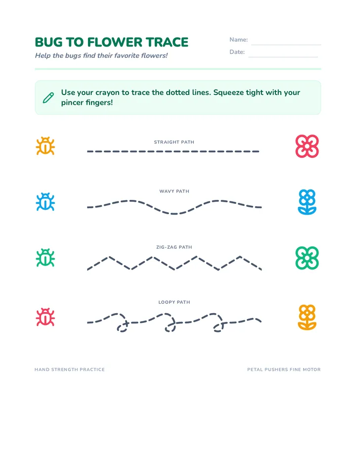 Petal Pushers Tracing Worksheet