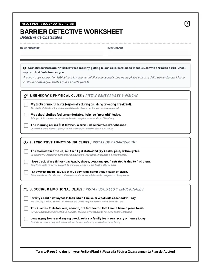 Barrier Detective Worksheet