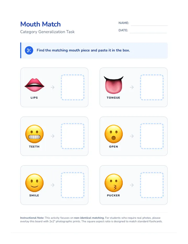 Mouth Match Worksheet Plus