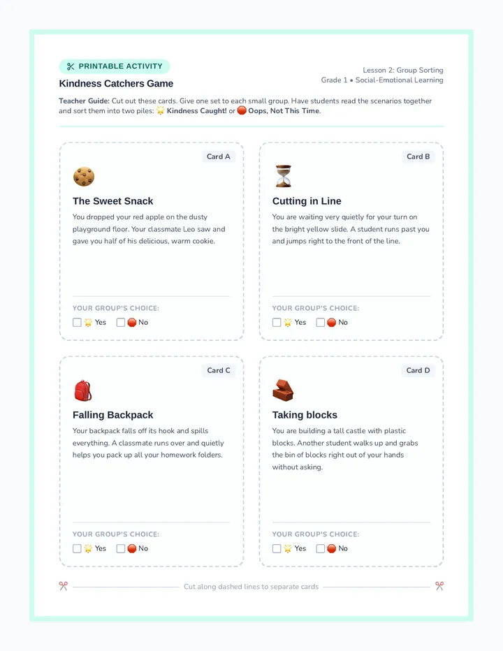Kindness Catchers Scenario Cards