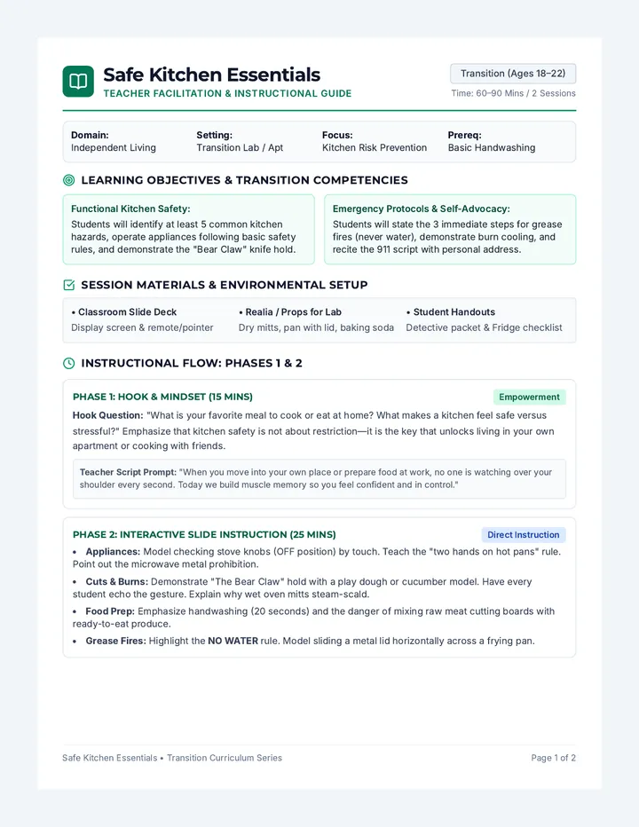 Kitchen Safety Facilitation Guide