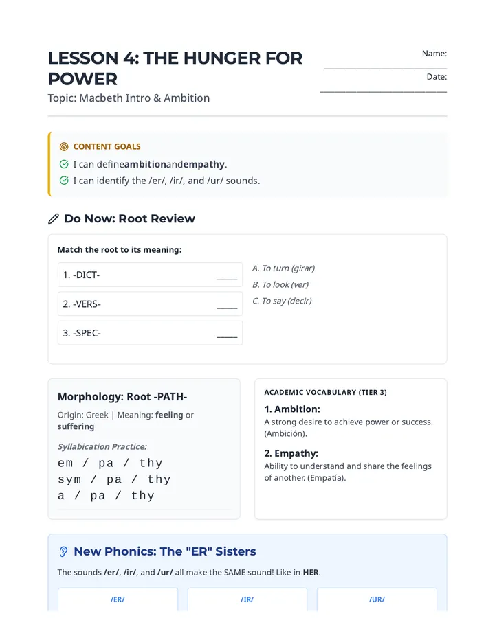 The Hunger for Power Handout