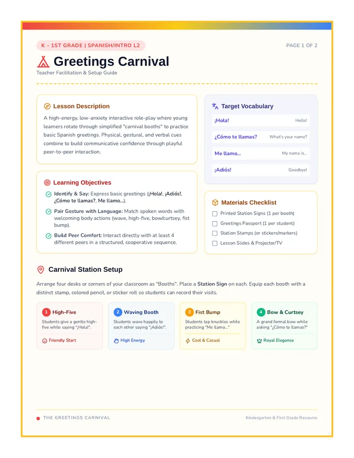 Greetings Carnival Teacher Guide