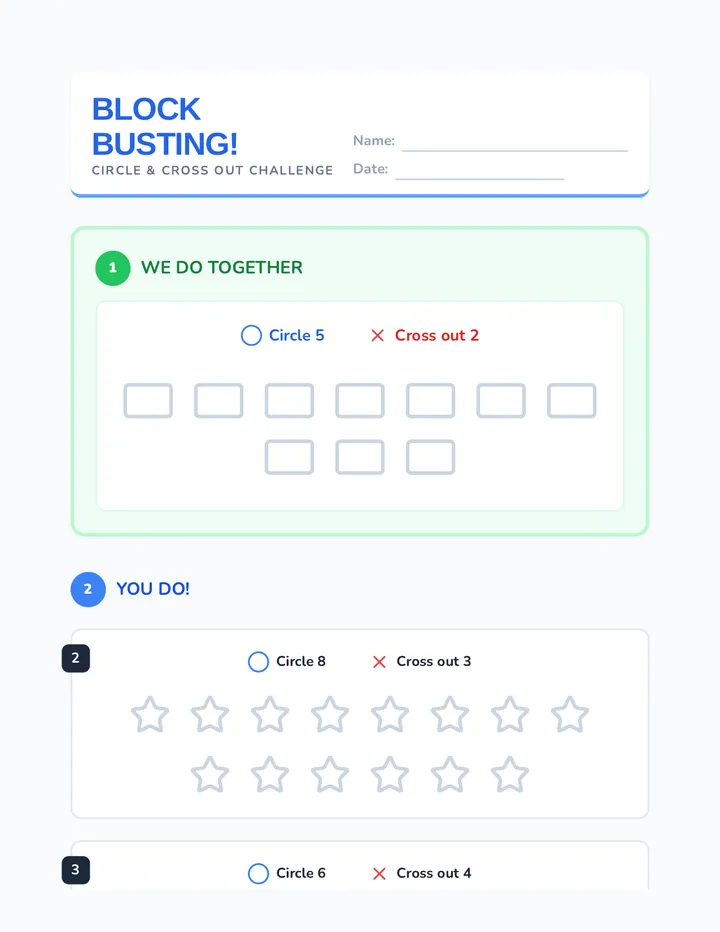 Block Busting Worksheet