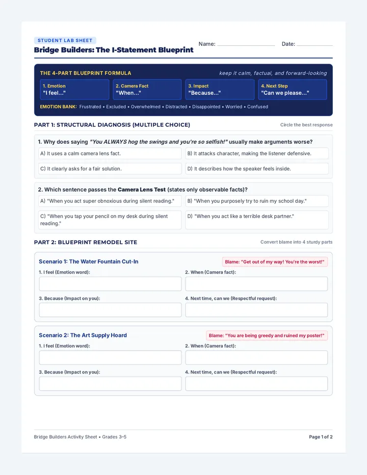 Bridge Builders Activity Sheet