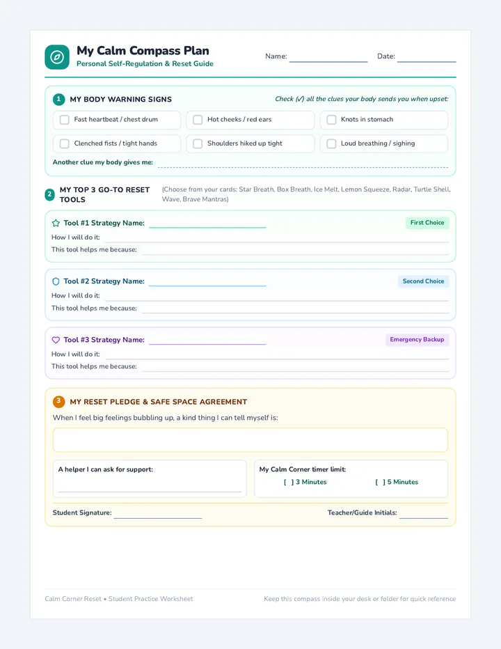 Calm Compass Activity Worksheet