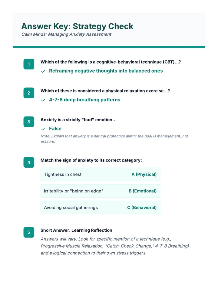 Strategy Check Answer Key