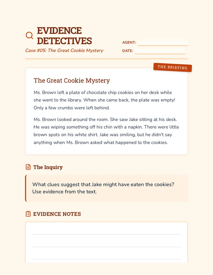 Cookie Mystery Worksheet