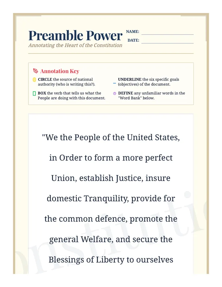 Preamble Power Worksheet