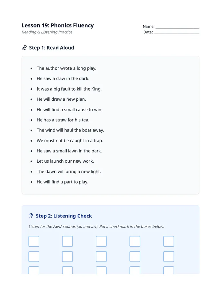 Fluency Practice Handout L19