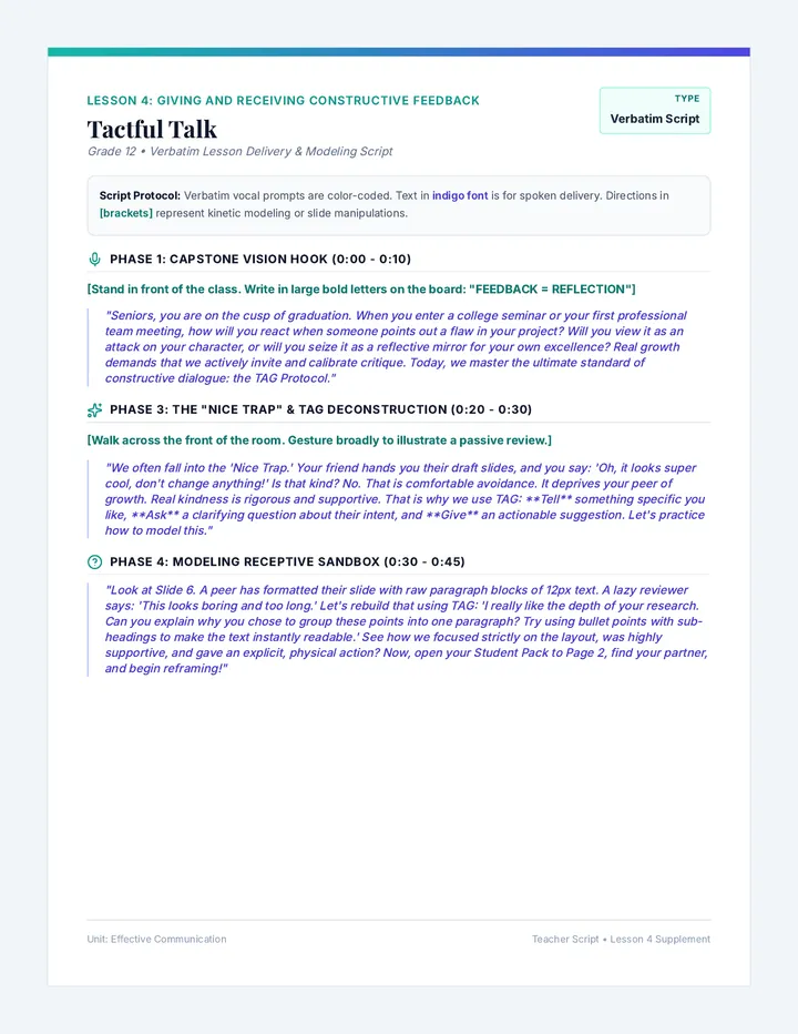 Tactful Talk Teacher Script