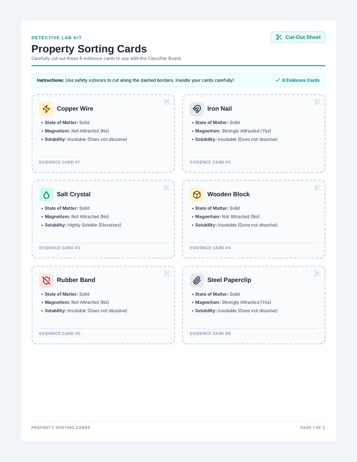 Property Sorting Cards