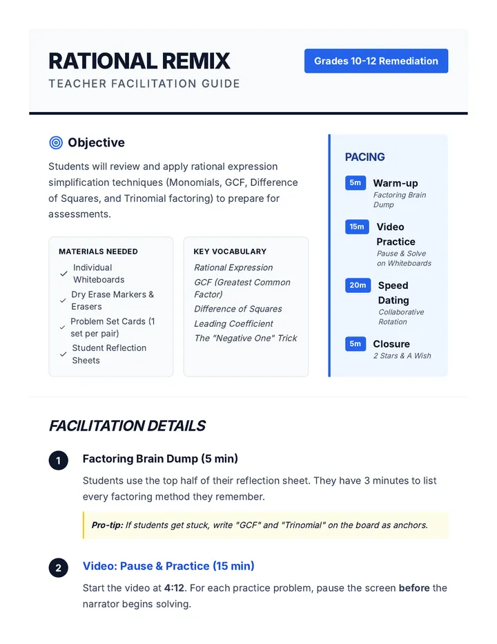 Rational Remix Teacher Guide