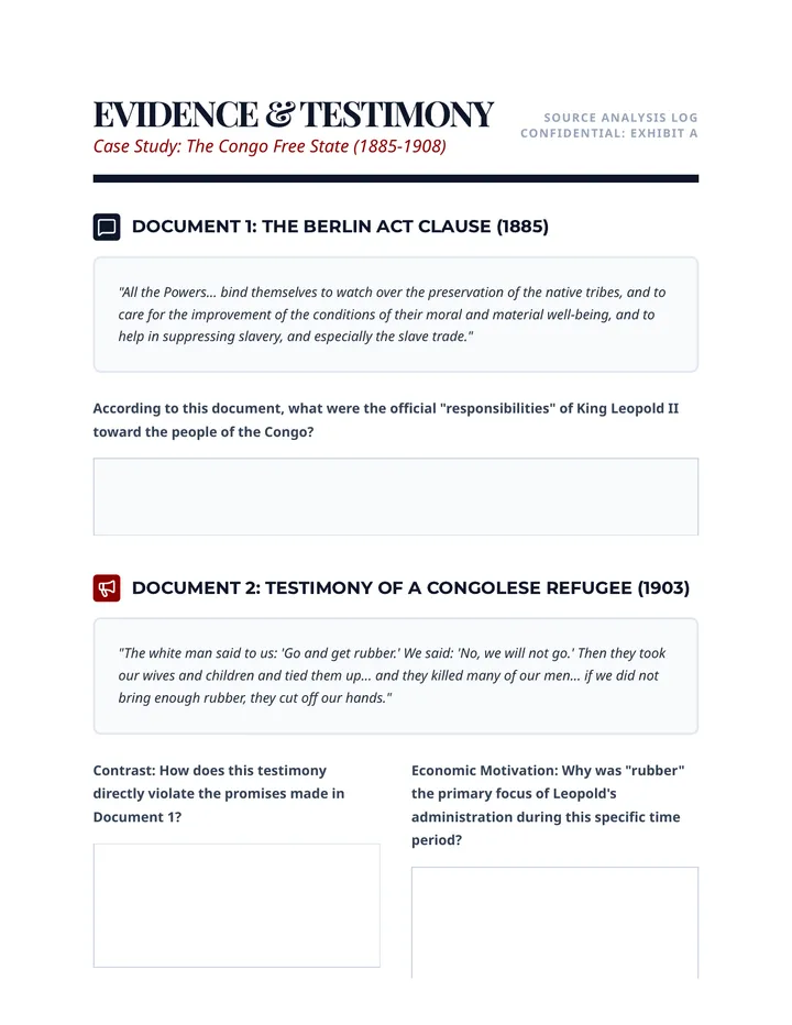Congo Testimony Evidence Log
