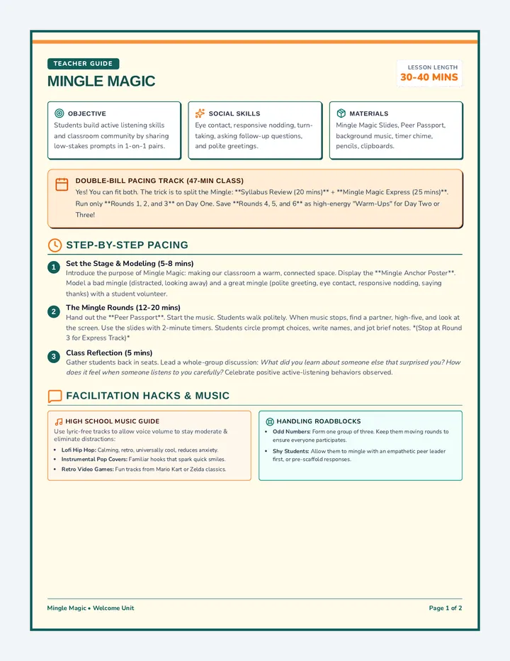 Mingle Magic Teacher Guide
