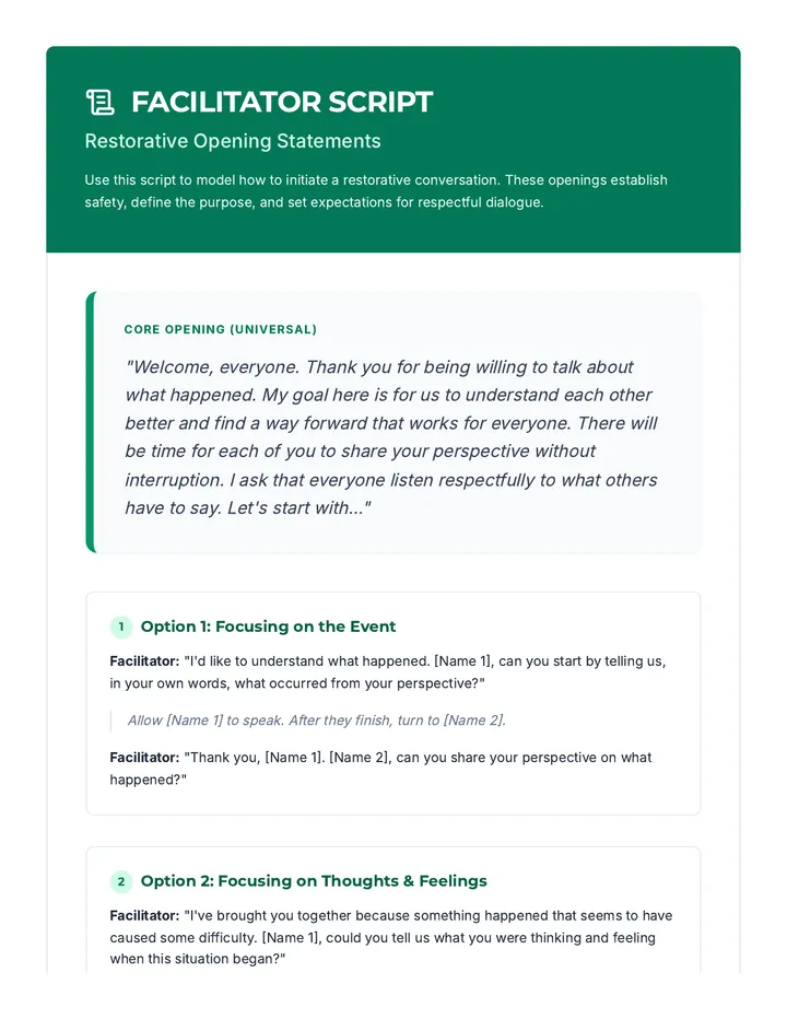 Restorative Opening Statements Script