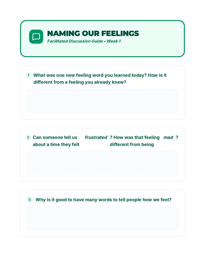 Naming Our Feelings Discussion