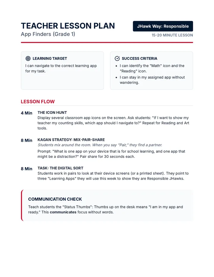 App Finders Teacher Plan 1