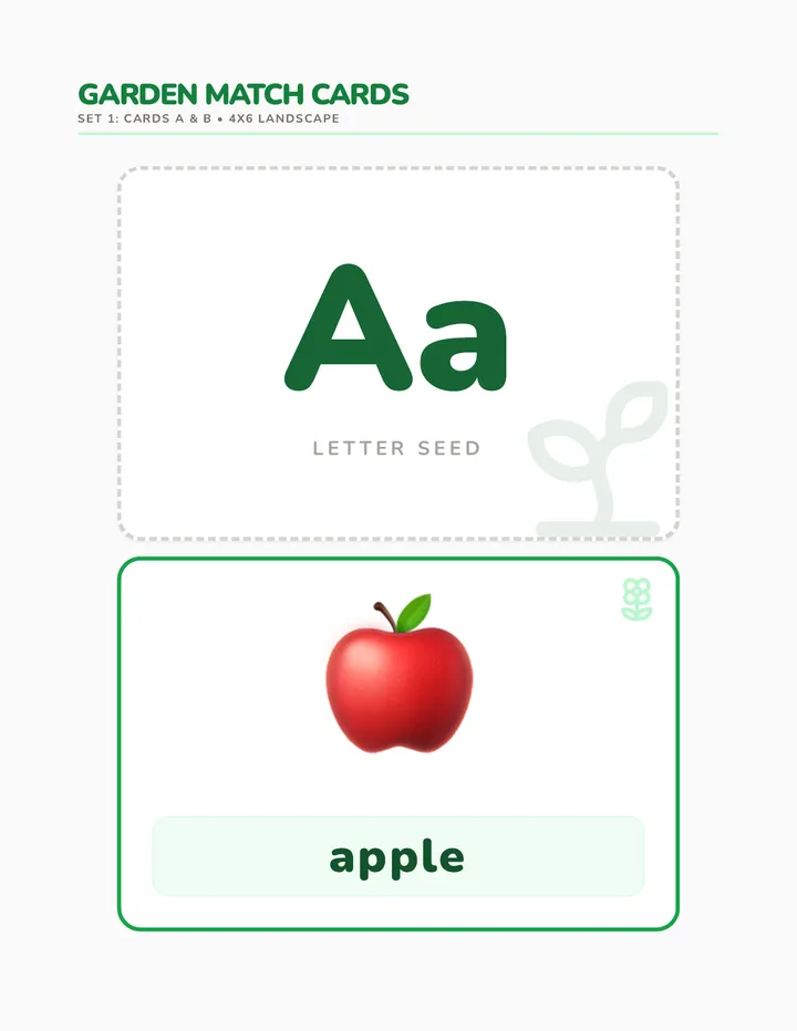Garden Match Cards A-F