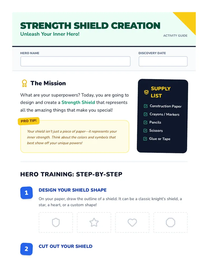 Strength Shield Creation Activity