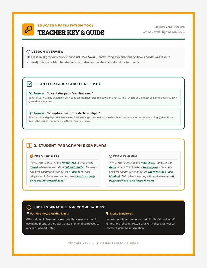 Wild Designs Answer Key