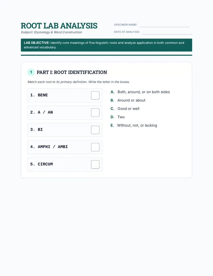 Root Lab Worksheet