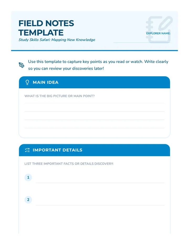 Field Notebook Template