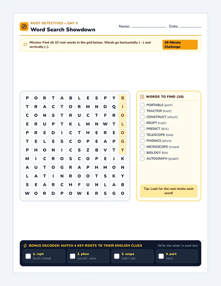 Root Search Puzzle