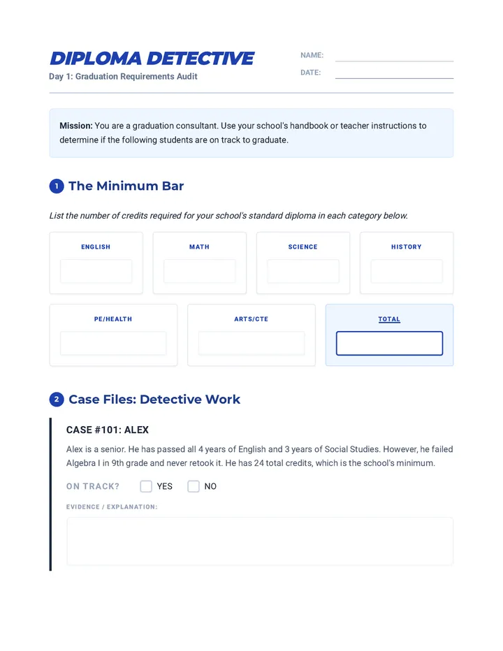 Diploma Detective Worksheet