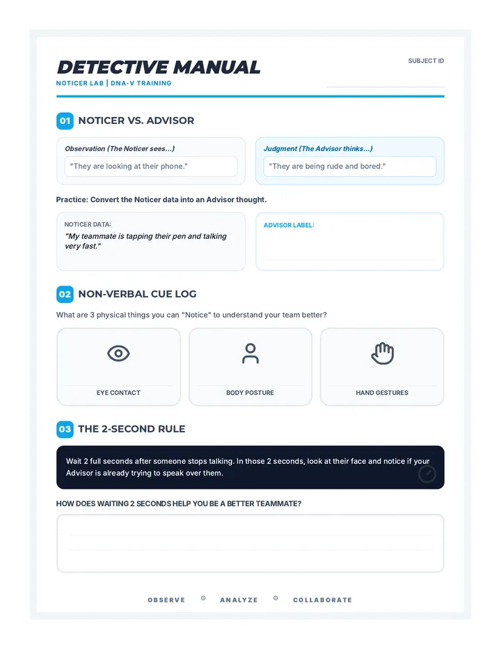 Detective Manual Worksheet