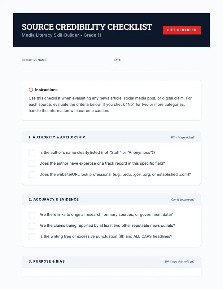 Source Credibility Checklist