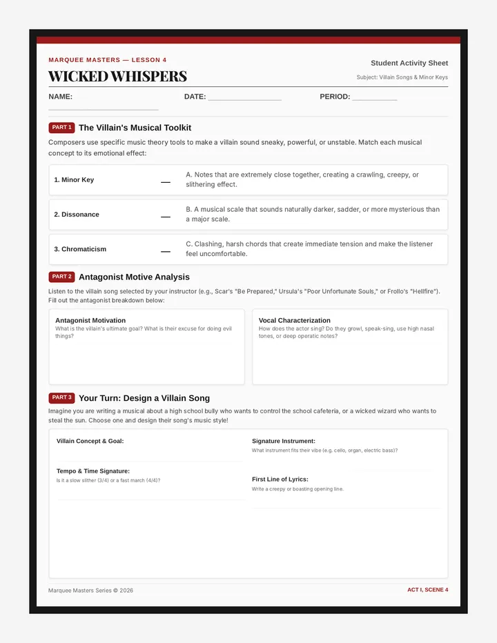 Villainous Vibes Worksheet