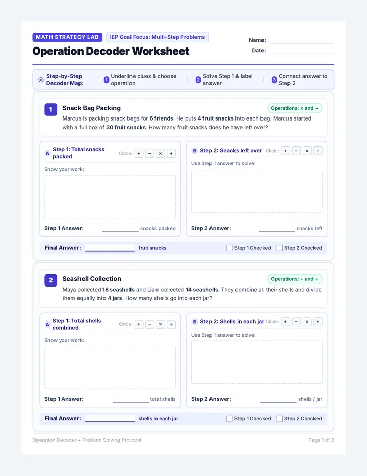 Operation Decoder Worksheet