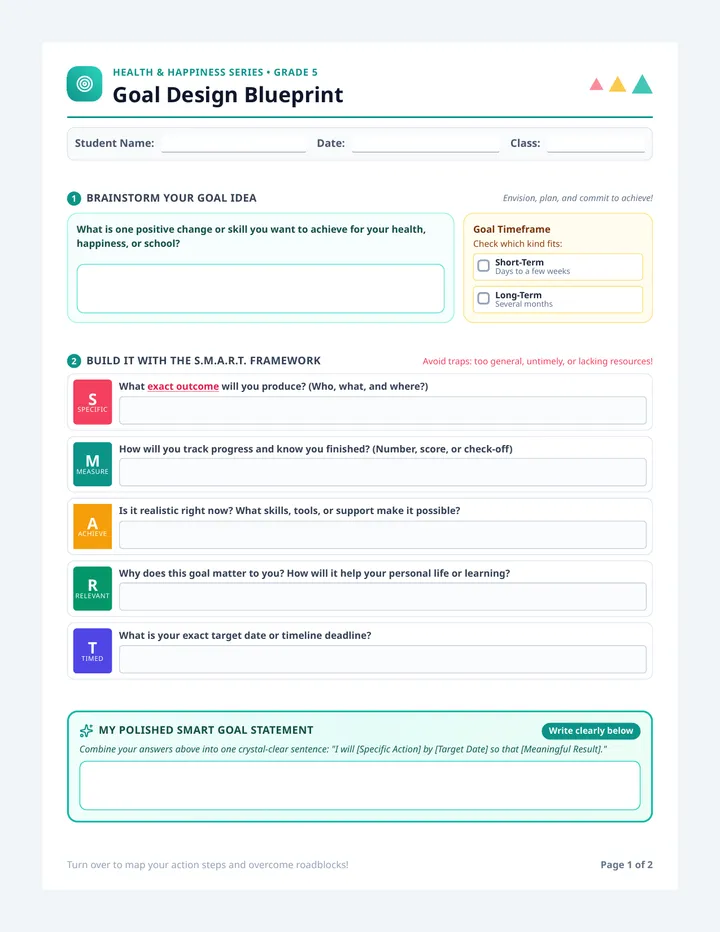 Goal Design Blueprint Worksheet