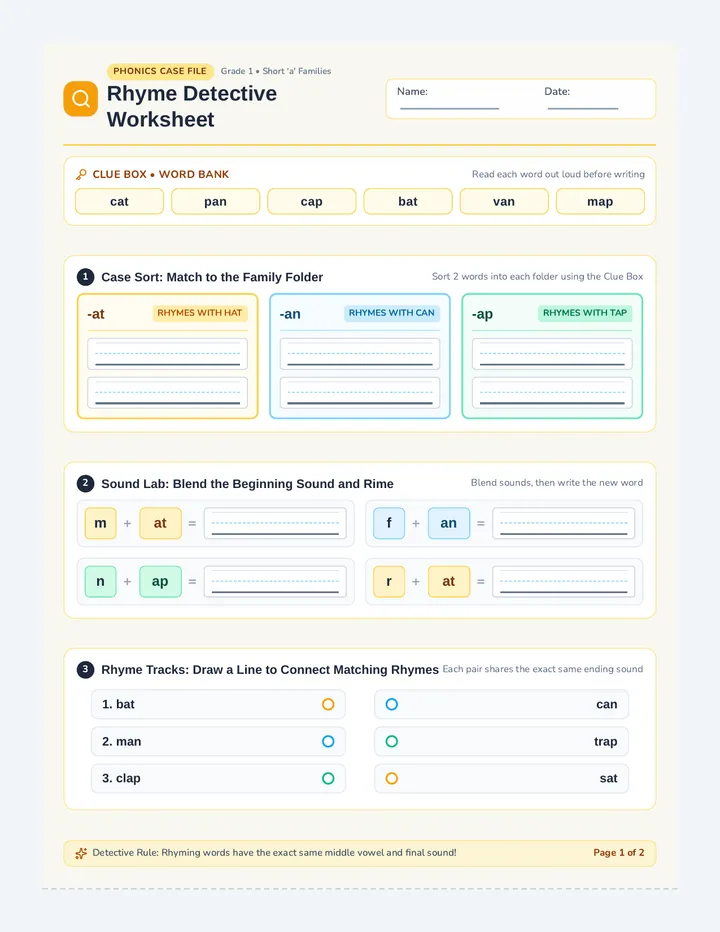 Rhyme Detective Worksheet