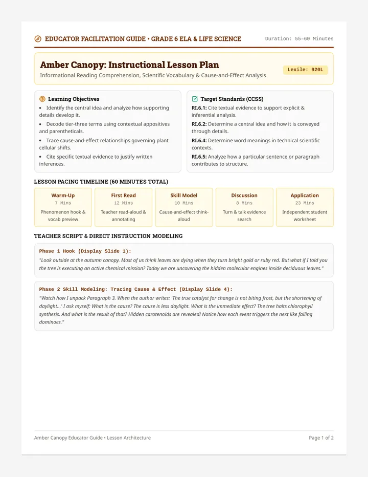 Amber Canopy Teacher Guide