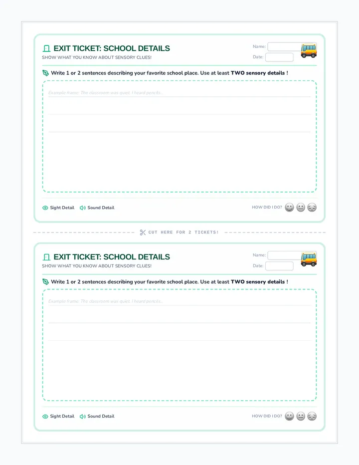School Story Exit Ticket