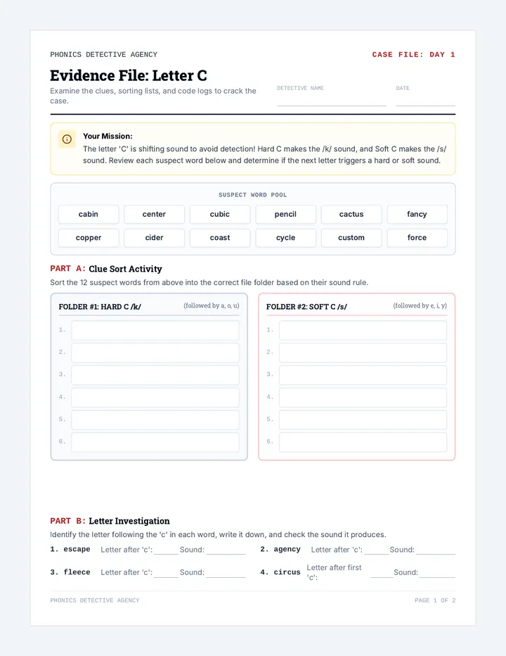 C Detective Worksheet