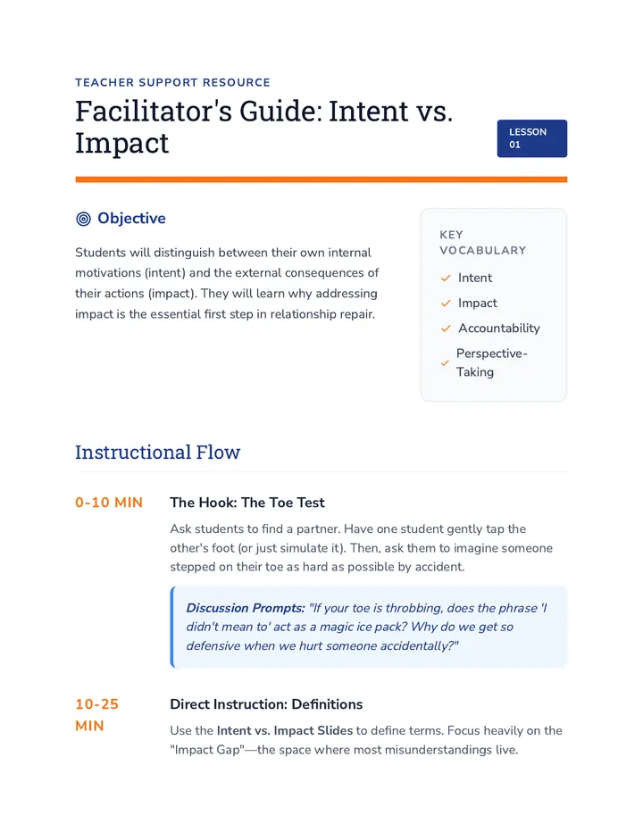 Intent Impact Teacher Guide