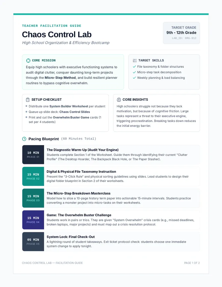 Chaos Control Teacher Guide