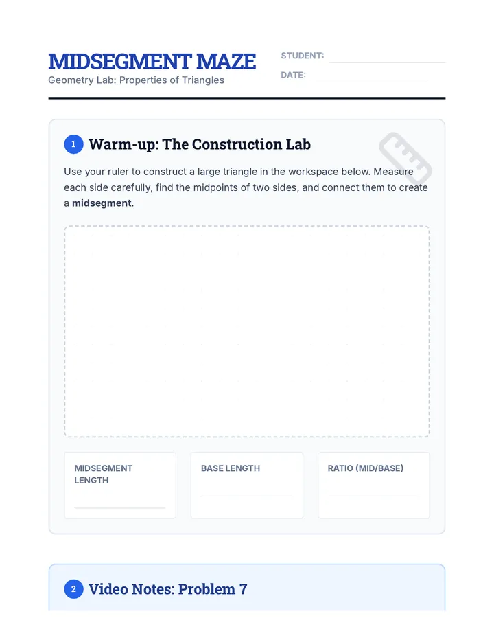 Midsegment Map Worksheet