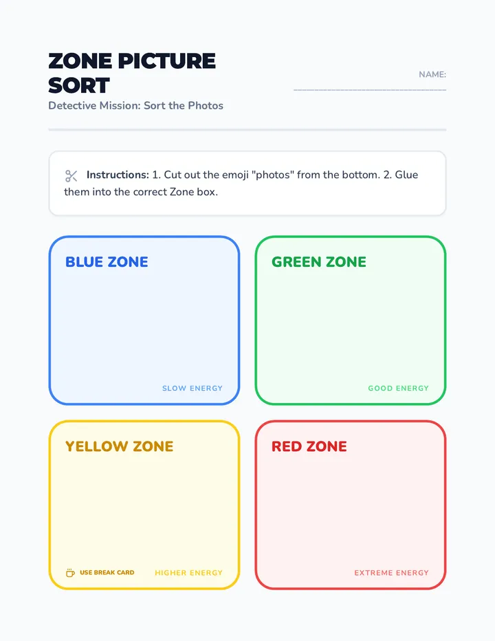 Zone Picture Sort Activity