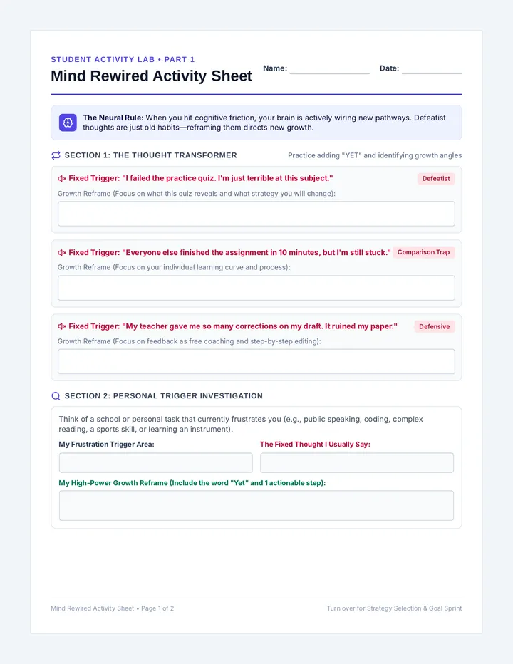 Mind Rewired Activity Sheet