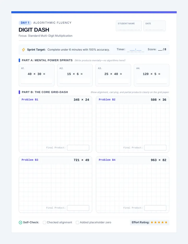 Digit Dash Practice Packet