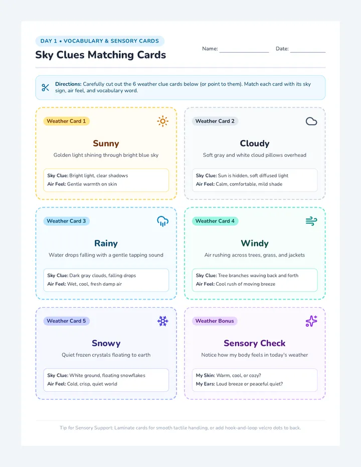 Sky Clues Matching Cards