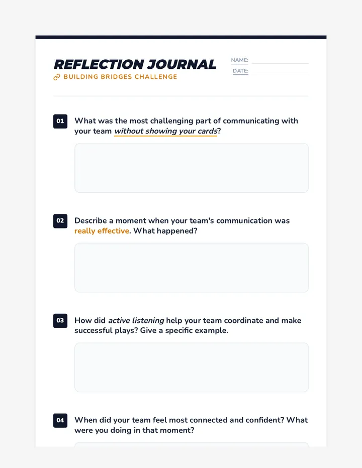 Building Bridges Reflection Journal